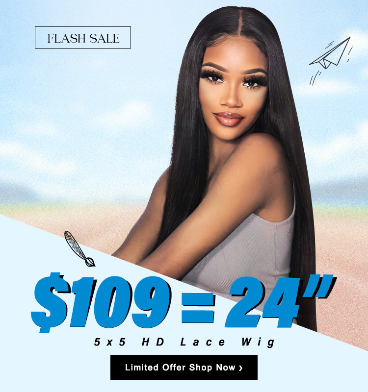 [24inch=$109] Lolly $100 OFF Ready to Wear Glueless Human Hair Wigs 5x5 HD Transparent Lace Closure Wig Pre Plucked Pre Bleached Knots Lace Wig Flash Sale